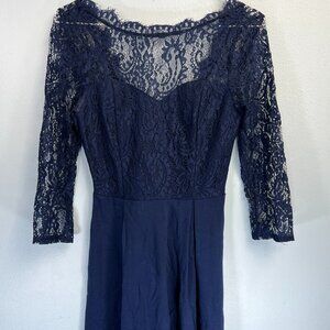 Francesca's Navy Blue Lace Dress - Long Sleeve - Size Small
